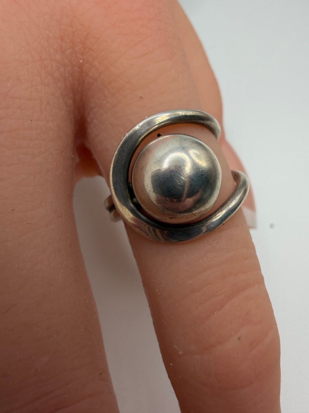 925 STERLING SILVER BYPASS INTERLOCK BALL BAND RING SIZE 5.75